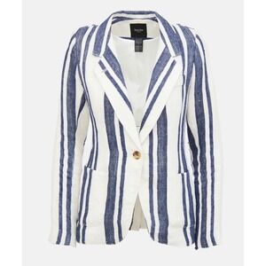 SMYTHE Striped Linen Duchess Blazer Blue Size 6